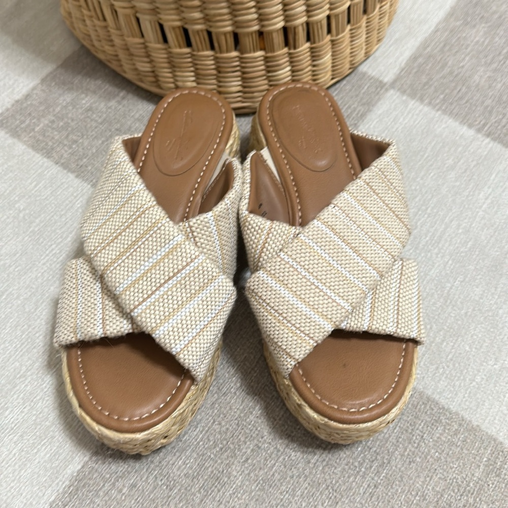 Neutral Stripe Espadrille Sandals - Picture 2 of 6